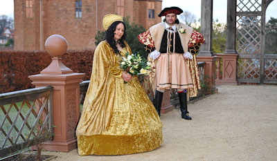 Medieval Bride and Groom outside Kenilworth Gatehouse