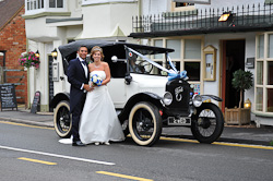 Wedding Couple outside Harringtons Kenilworth