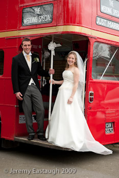 Bridal Couple on London Bus